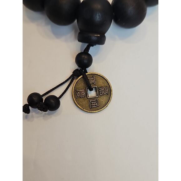 Two Wooden Carved And Charm Bead Bracelets Green/Black - Picture 5 of 7